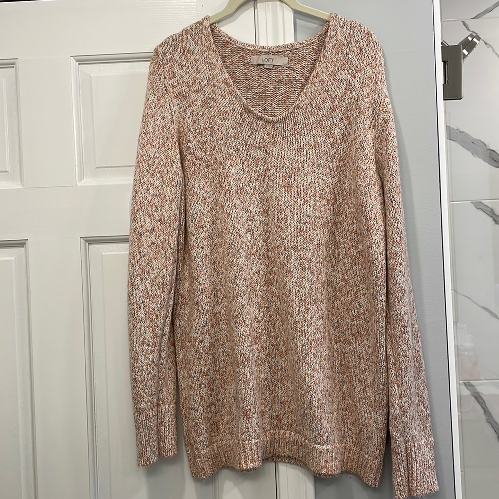 LOFT Pink Marled Knit Sweater